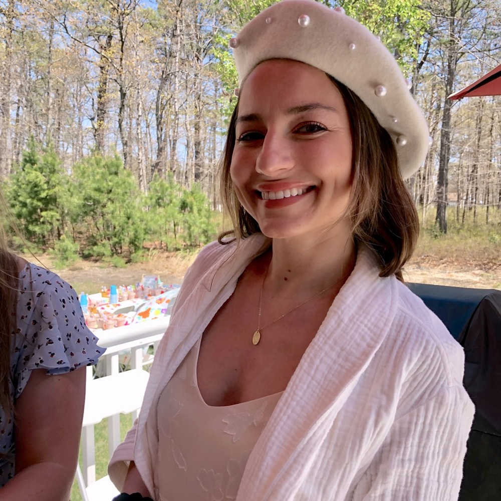 Cream beret with pearls - Picture 2 of 5